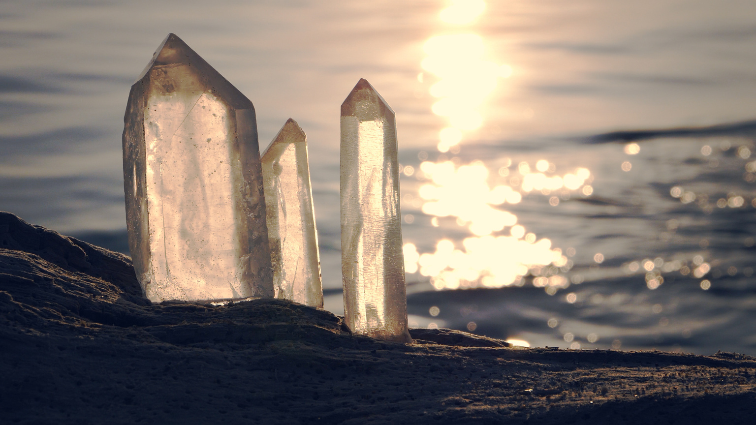 Crystal clear. Spiritual beach sunset